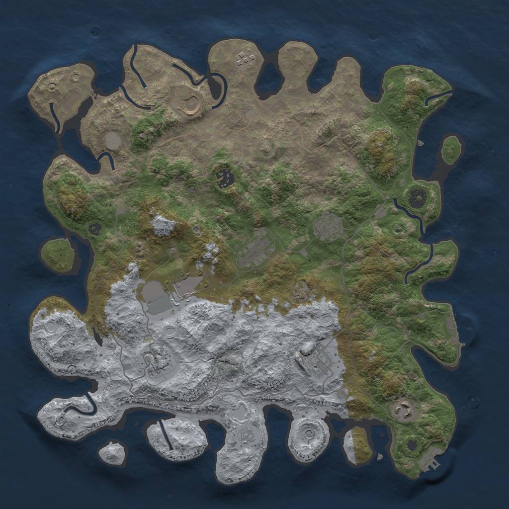 Rust Map: Procedural Map, Size: 4000, Seed: 11045, 18 Monuments