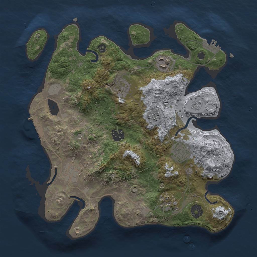 Rust Map: Procedural Map, Size: 3000, Seed: 142640, 14 Monuments