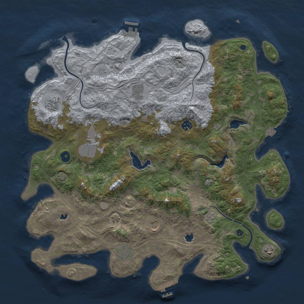 Rust Map: Procedural Map, Size: 4500, Seed: 2724028, 14 Monuments