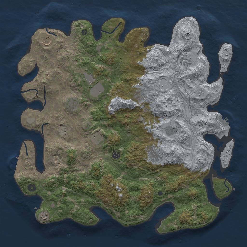 Rust Map: Procedural Map, Size: 4500, Seed: 2738111, 18 Monuments