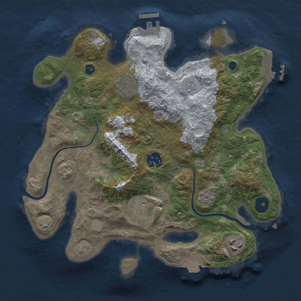 Rust Map: Procedural Map, Size: 3000, Seed: 2345678, 11 Monuments