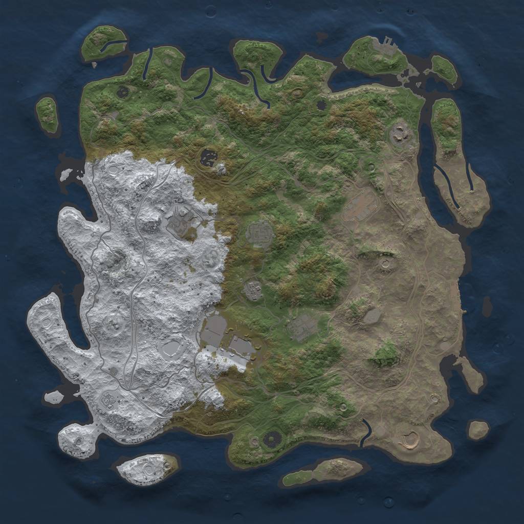 Rust Map: Procedural Map, Size: 4500, Seed: 4702631, 18 Monuments