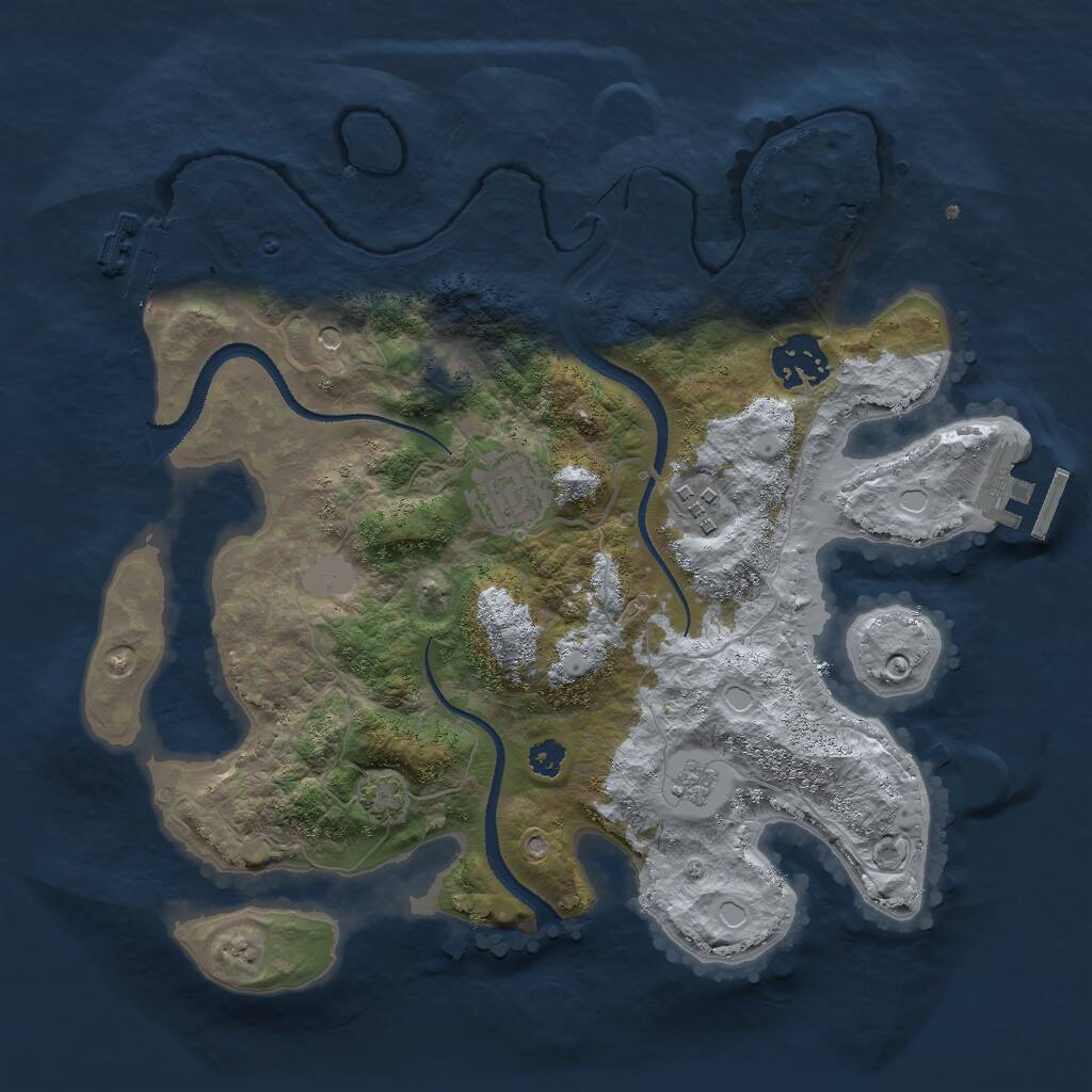 Rust Map: Procedural Map, Size: 3000, Seed: 663, 9 Monuments