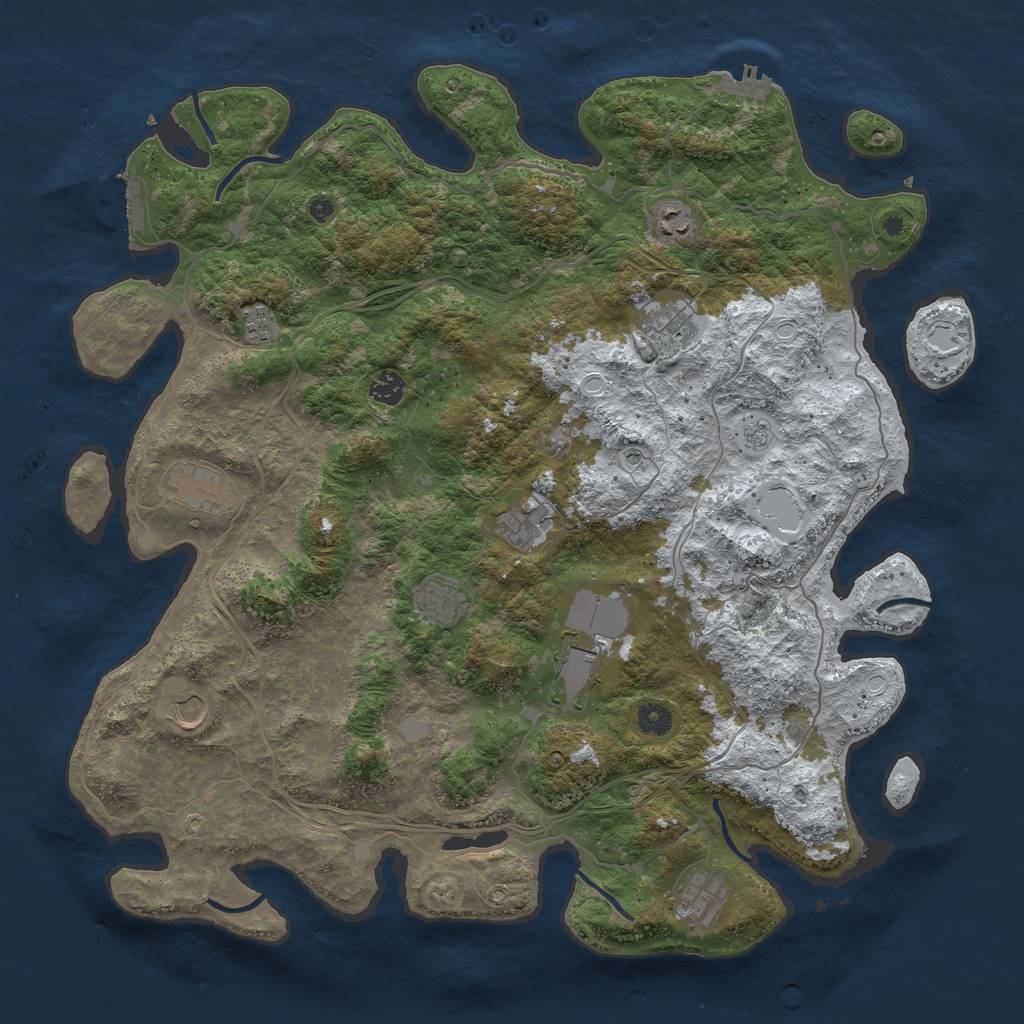Rust Map: Procedural Map, Size: 4500, Seed: 578685, 19 Monuments