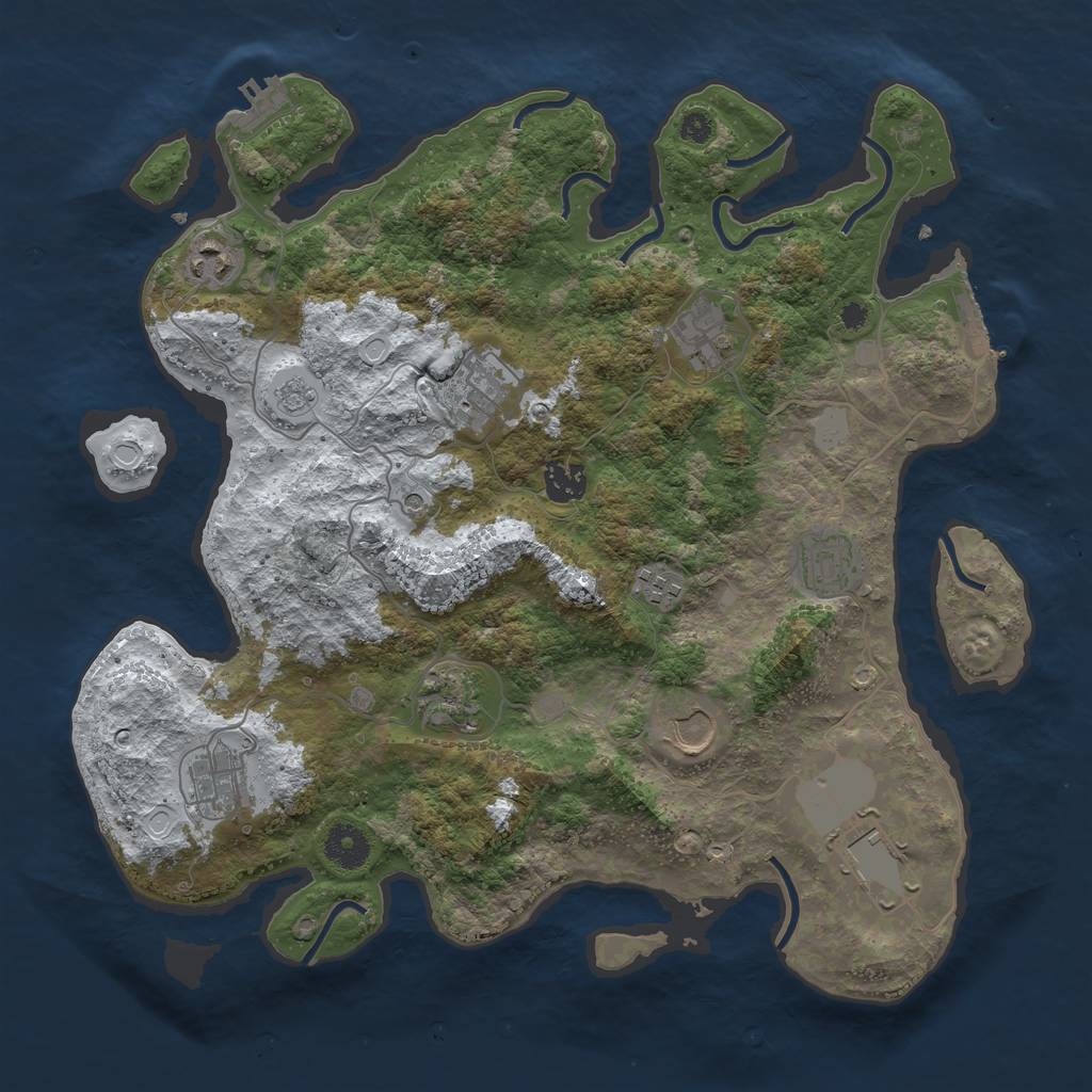 Rust Map: Procedural Map, Size: 3700, Seed: 10202010, 19 Monuments
