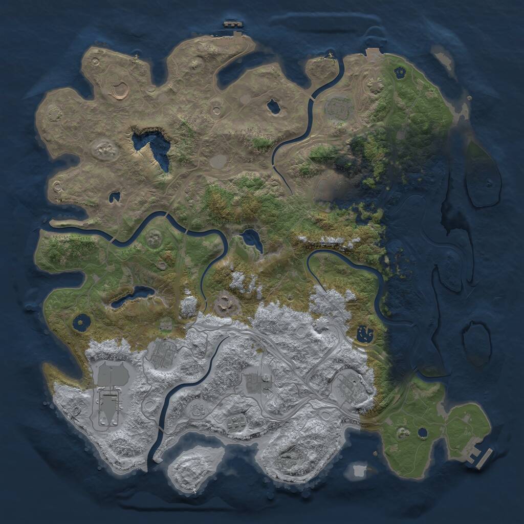 Rust Map: Procedural Map, Size: 4500, Seed: 2757826, 16 Monuments