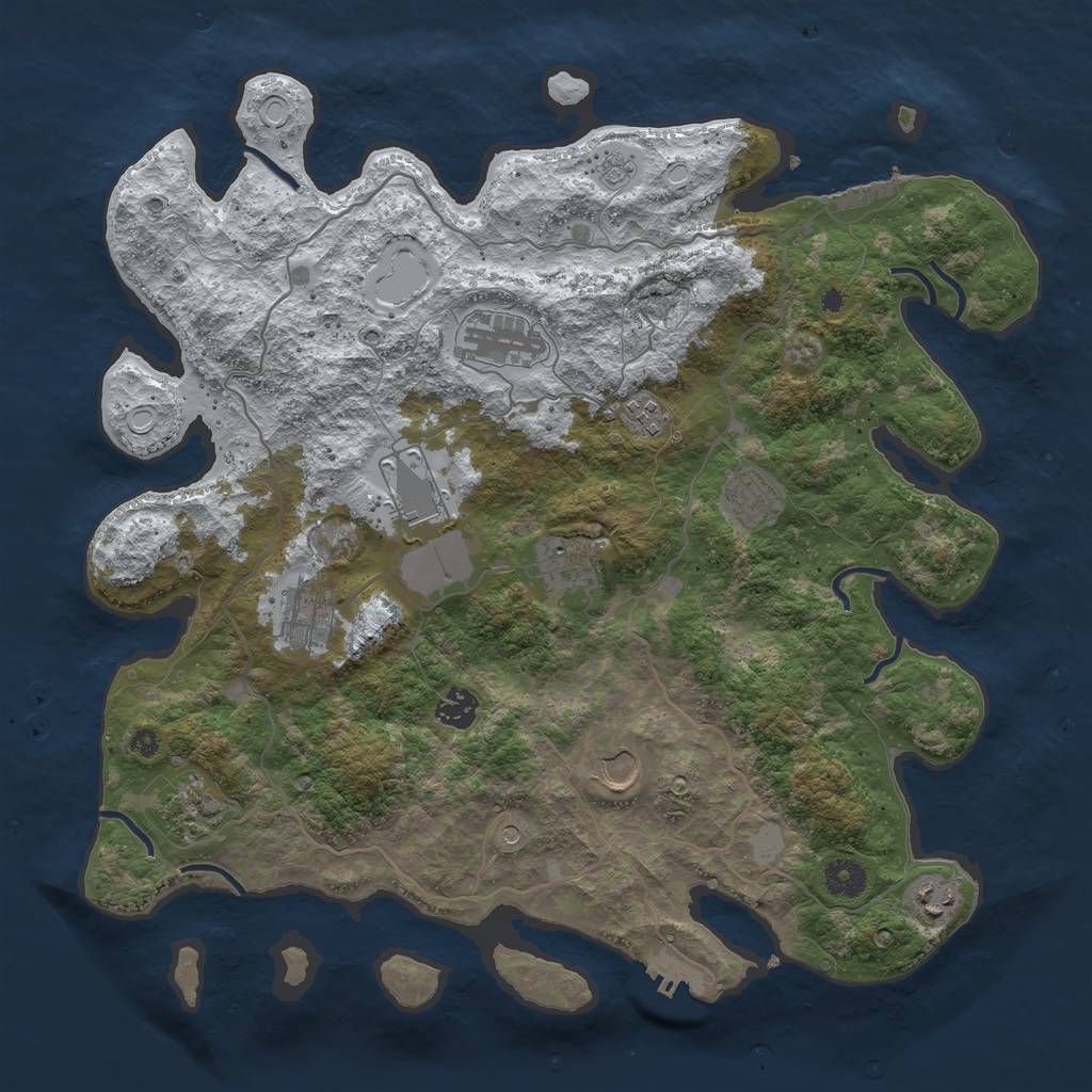 Rust Map: Procedural Map, Size: 4000, Seed: 46536716, 19 Monuments