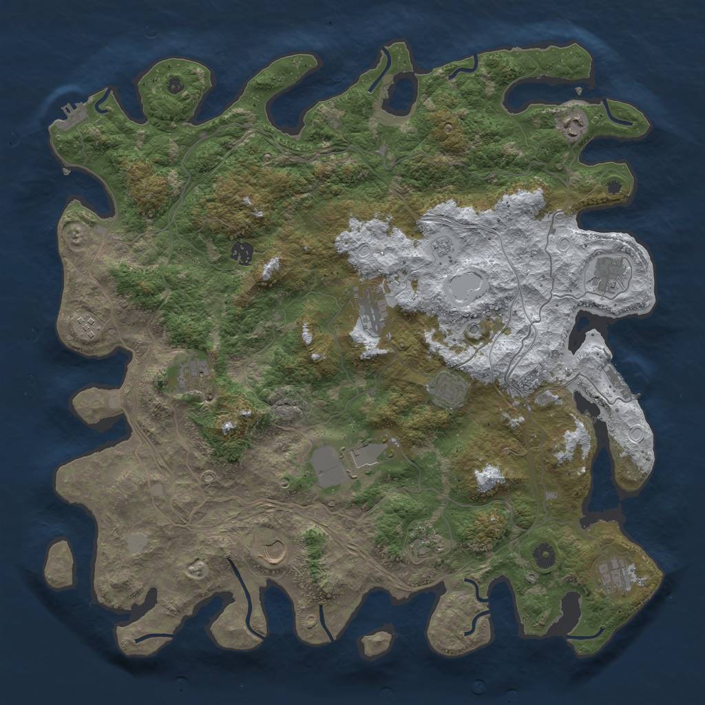 Rust Map: Procedural Map, Size: 4500, Seed: 9517535, 20 Monuments