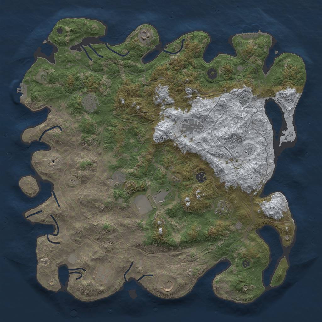 Rust Map: Procedural Map, Size: 4500, Seed: 5173517, 19 Monuments
