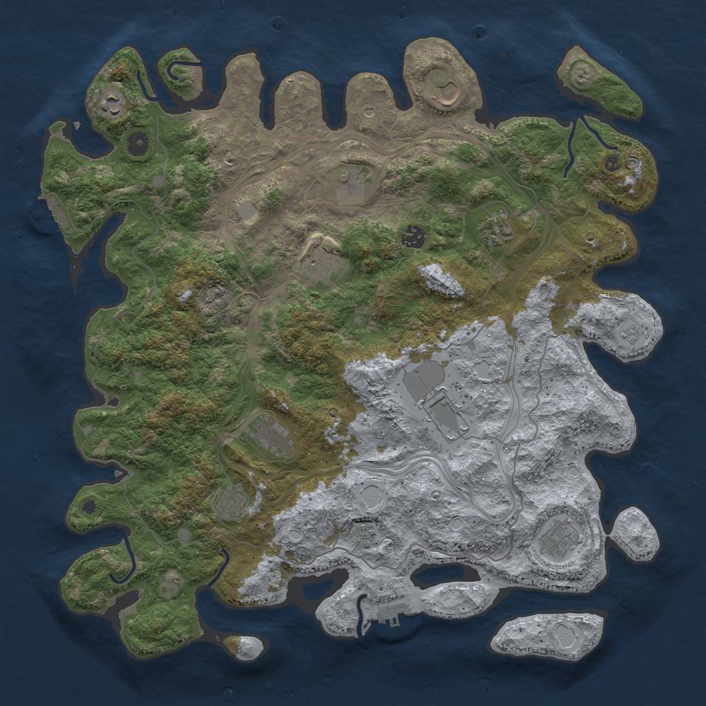 Rust Map: Procedural Map, Size: 4500, Seed: 610682, 20 Monuments
