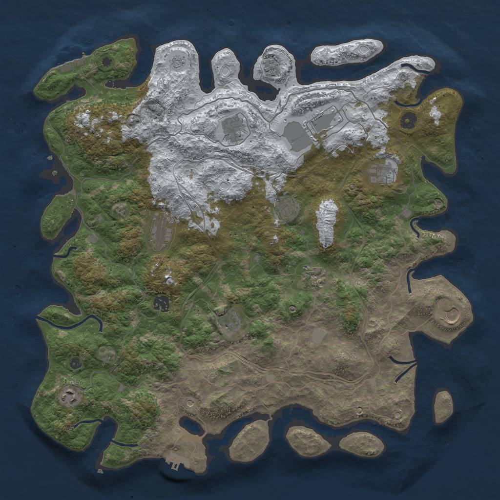 Rust Map: Procedural Map, Size: 4500, Seed: 3753104, 20 Monuments
