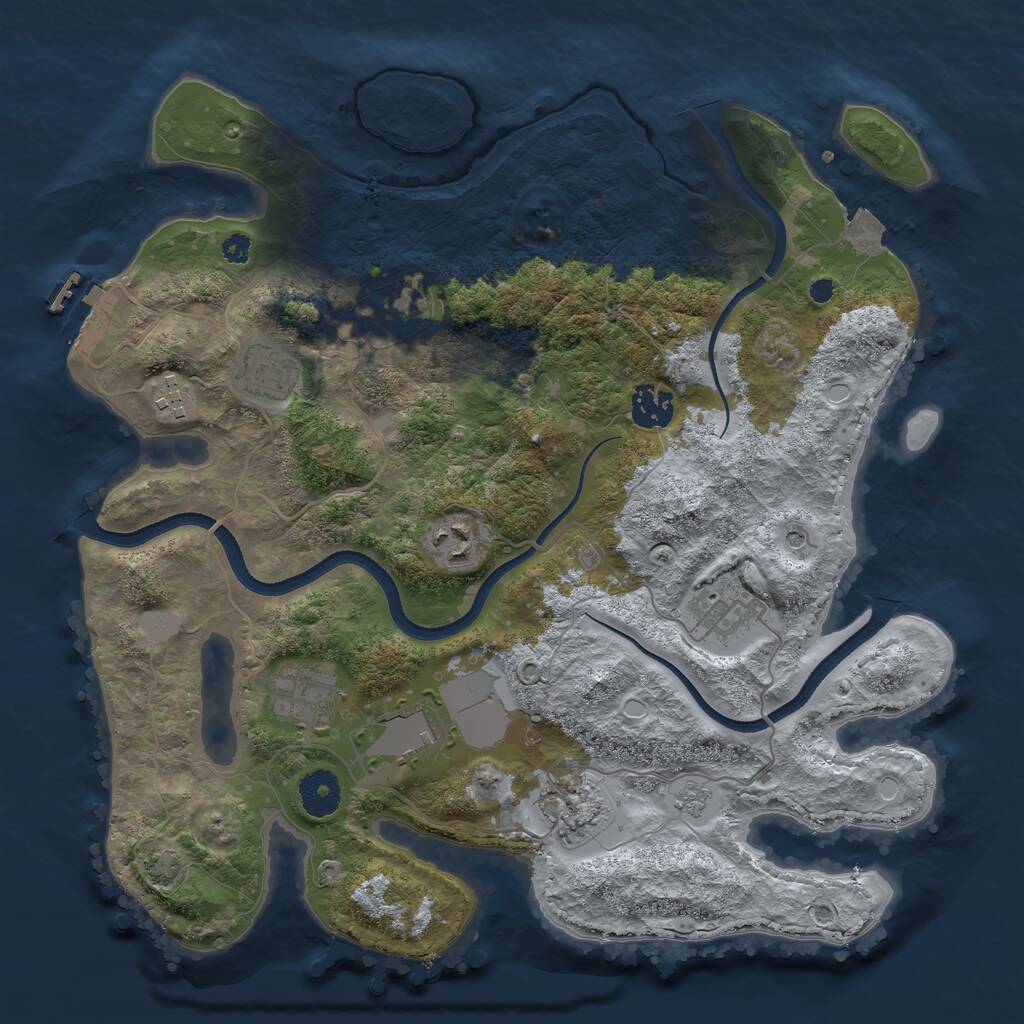 Rust Map: Procedural Map, Size: 3500, Seed: 720977772, 14 Monuments