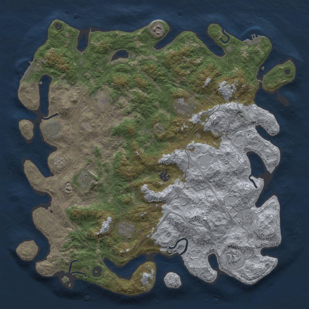 Rust Map: Procedural Map, Size: 4500, Seed: 6252459, 18 Monuments