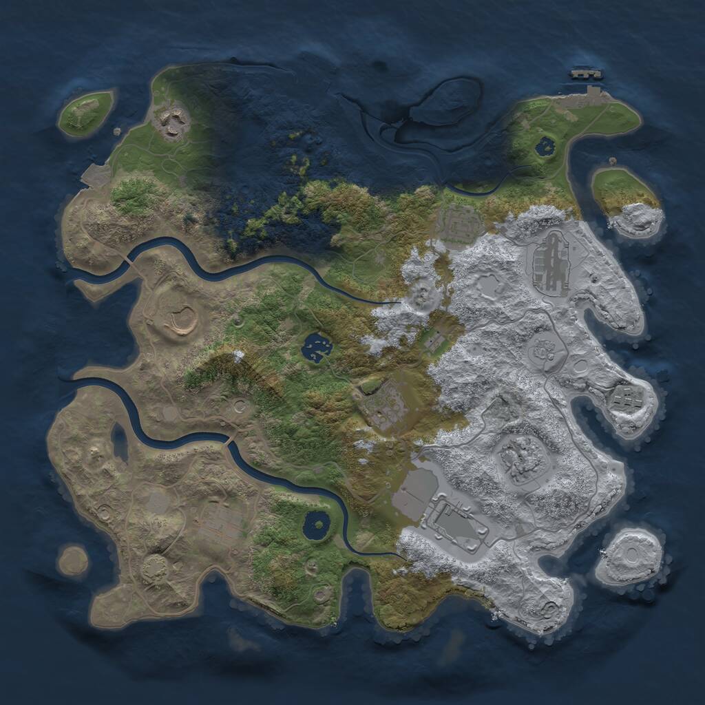 Rust Map: Procedural Map, Size: 3700, Seed: 1869936887, 16 Monuments