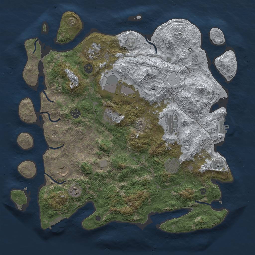 Rust Map: Procedural Map, Size: 4000, Seed: 997278924, 18 Monuments