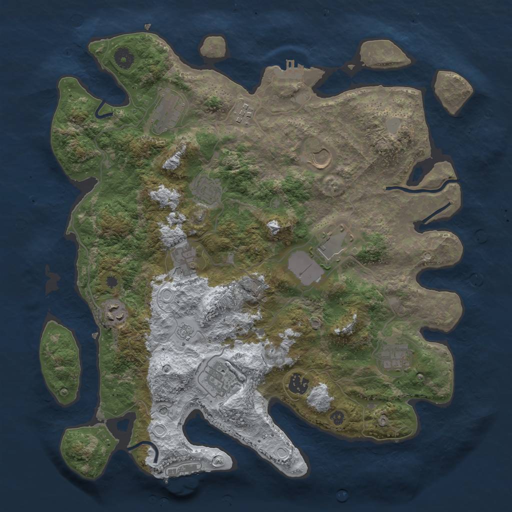 Rust Map: Procedural Map, Size: 3800, Seed: 818053299, 19 Monuments