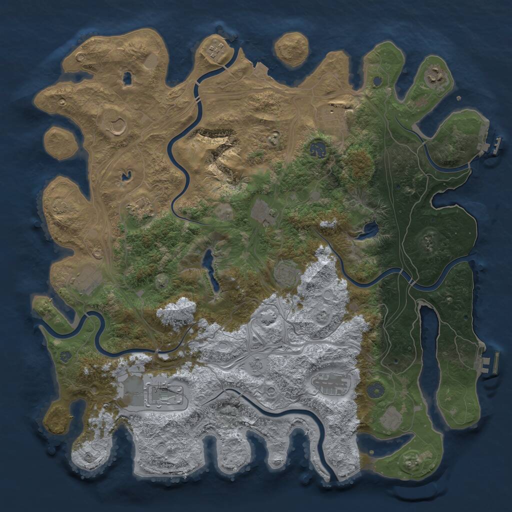 Rust Map: Procedural Map, Size: 4500, Seed: 393220, 17 Monuments