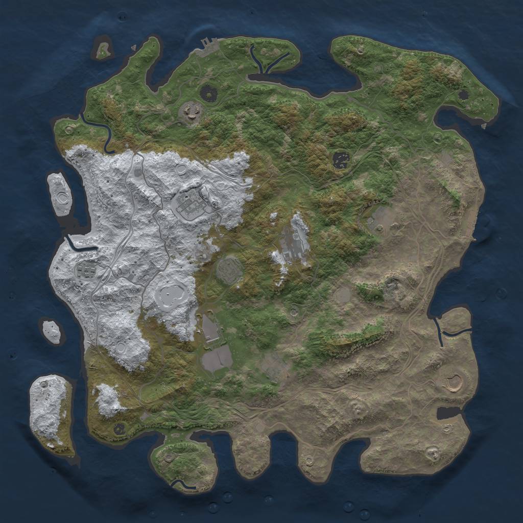 Rust Map: Procedural Map, Size: 4500, Seed: 4856847, 18 Monuments