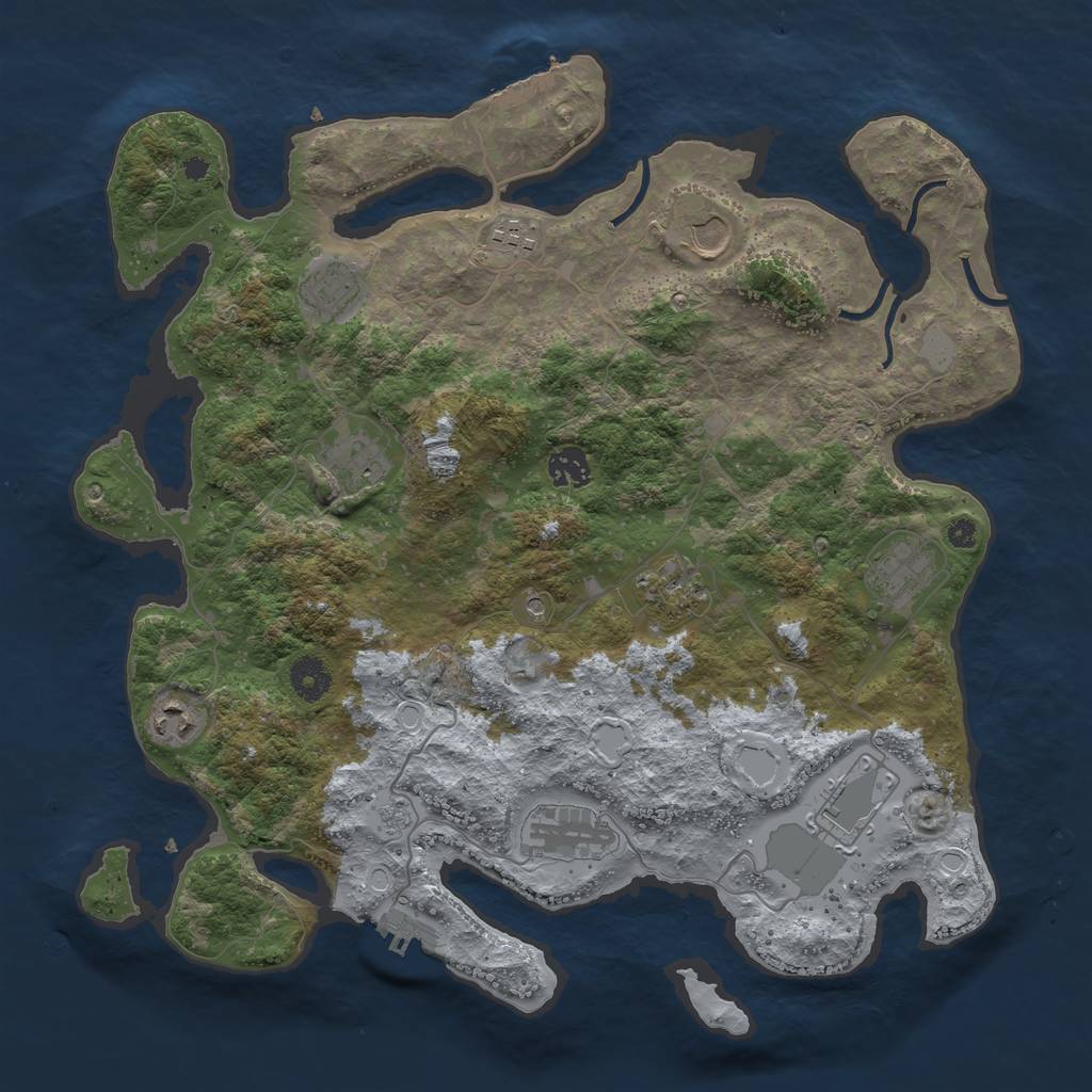 Rust Map: Procedural Map, Size: 3850, Seed: 1809957208, 17 Monuments