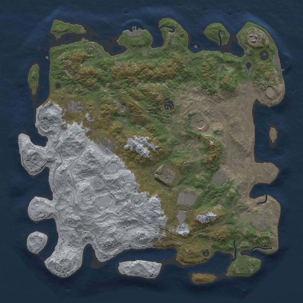 Rust Map: Procedural Map, Size: 4500, Seed: 1673725, 19 Monuments