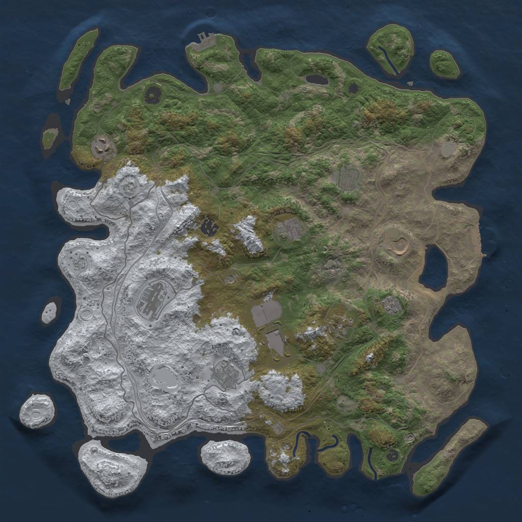 Rust Map: Procedural Map, Size: 4500, Seed: 1229891, 19 Monuments