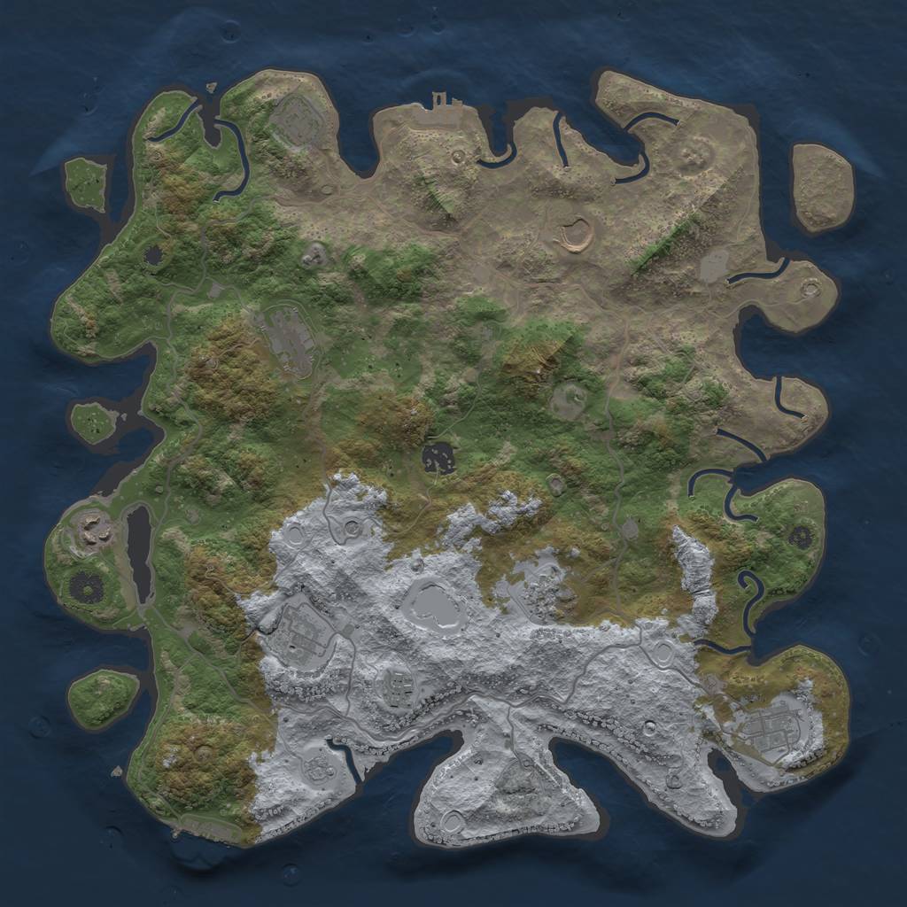 Rust Map: Procedural Map, Size: 4000, Seed: 651651321, 16 Monuments
