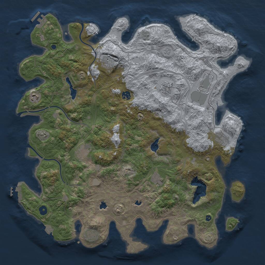 Rust Map: Procedural Map, Size: 4500, Seed: 2721669, 16 Monuments
