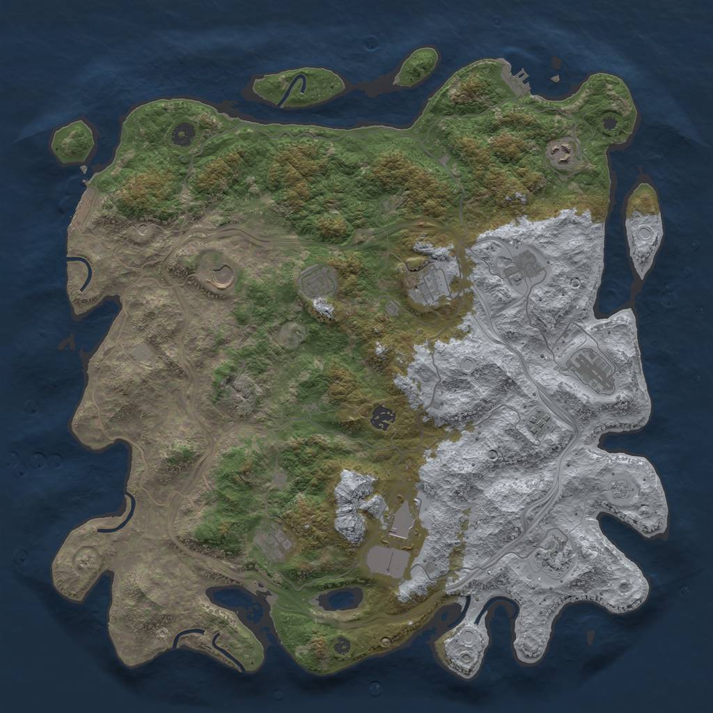 Rust Map: Procedural Map, Size: 4500, Seed: 461769, 20 Monuments