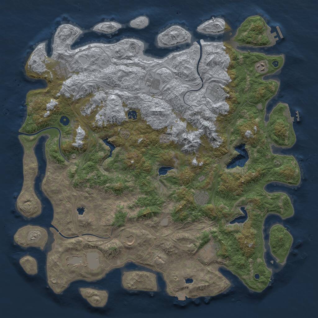Rust Map: Procedural Map, Size: 5000, Seed: 527005180, 17 Monuments