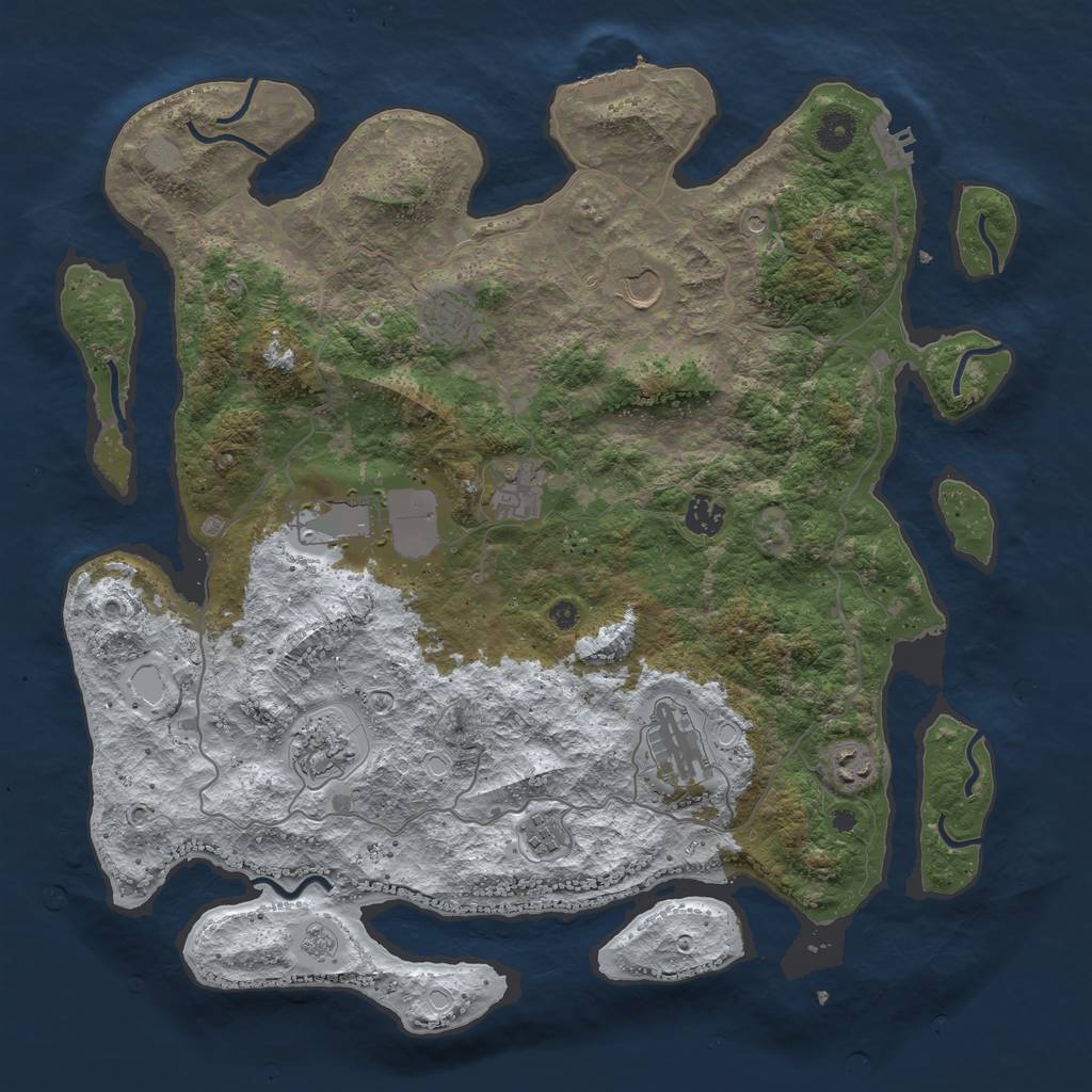 Rust Map: Procedural Map, Size: 4100, Seed: 25648648, 18 Monuments