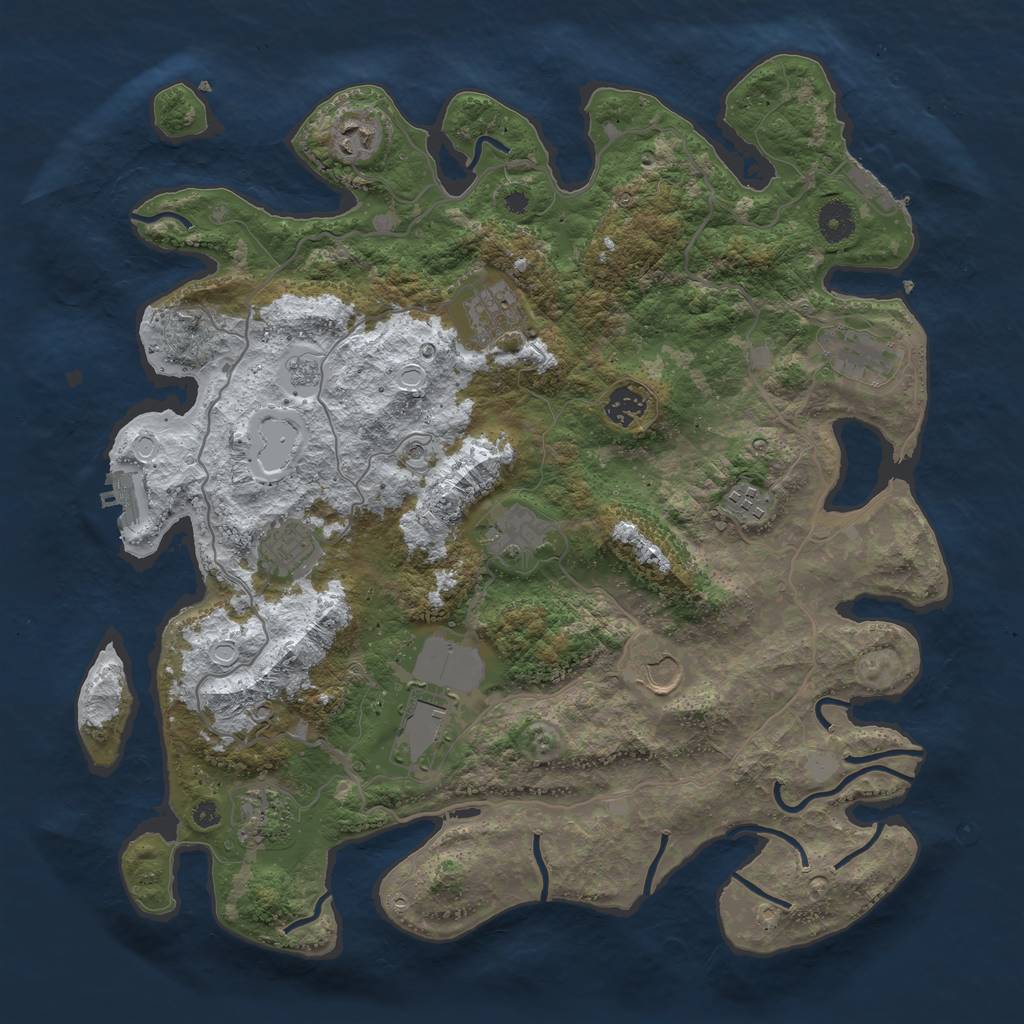Rust Map: Procedural Map, Size: 4000, Seed: 5080345, 19 Monuments