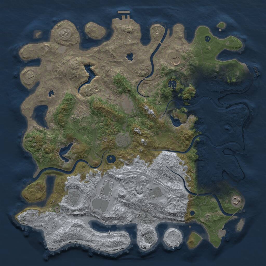 Rust Map: Procedural Map, Size: 4500, Seed: 729243, 16 Monuments