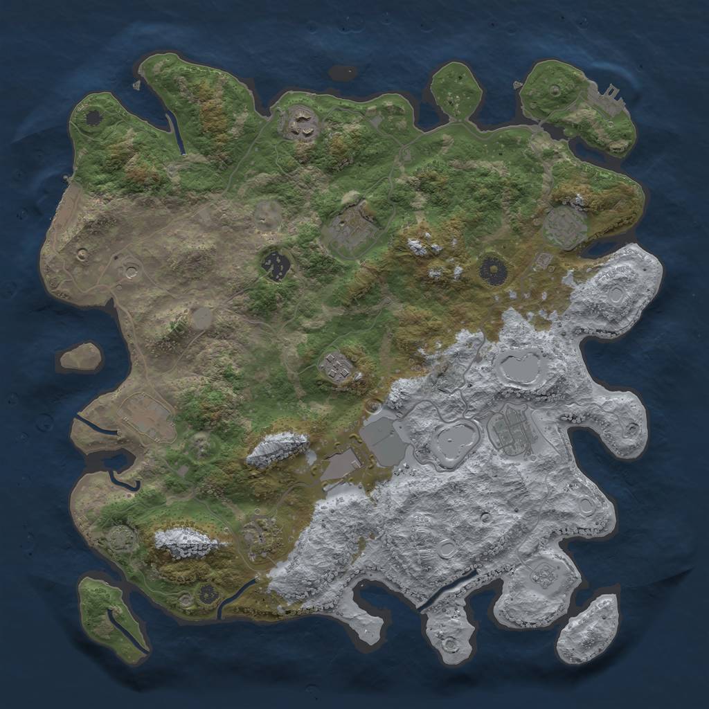 Rust Map: Procedural Map, Size: 3850, Seed: 1332019660, 17 Monuments