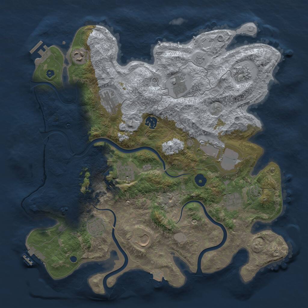 Rust Map: Procedural Map, Size: 3850, Seed: 1593355009, 17 Monuments