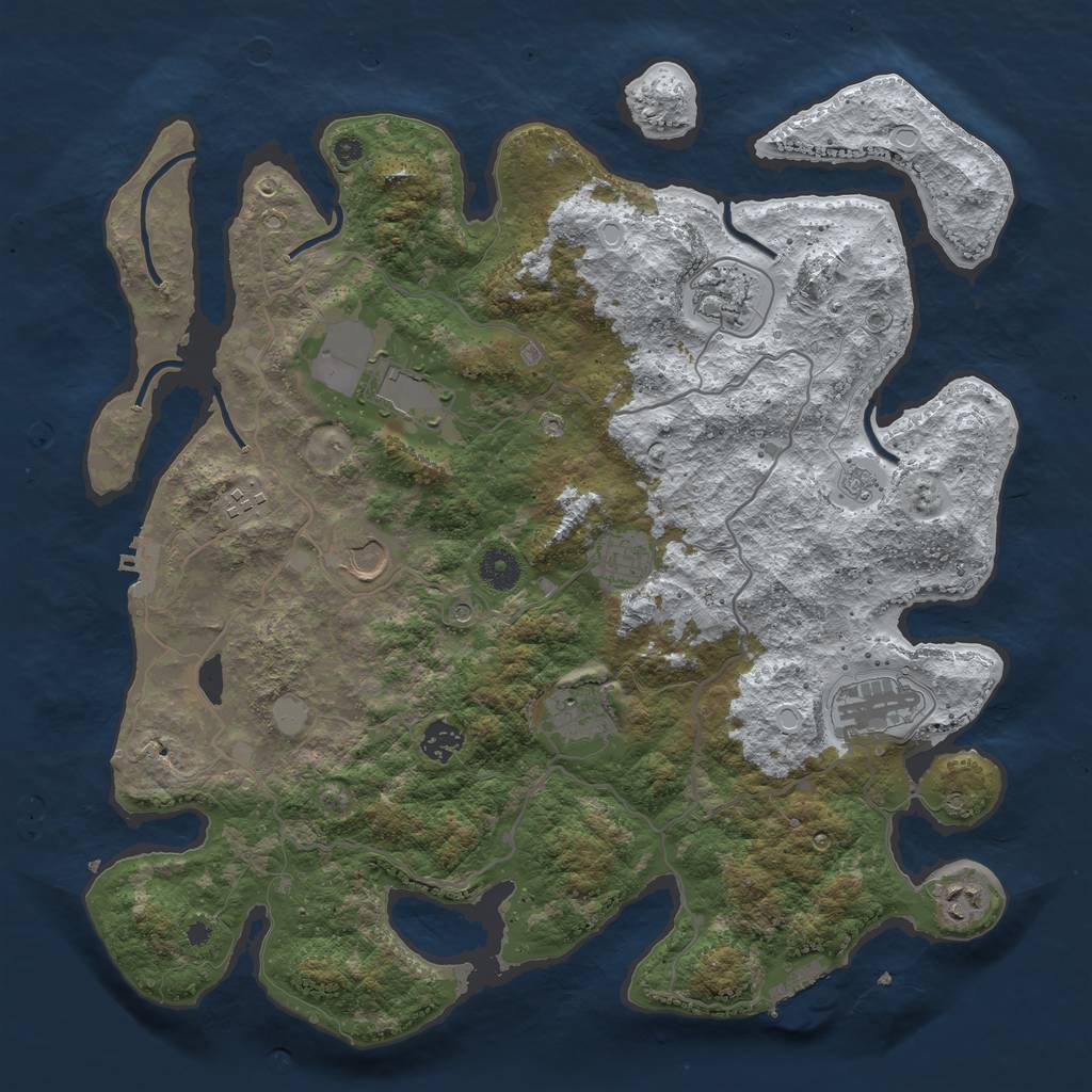 Rust Map: Procedural Map, Size: 4000, Seed: 487631453, 18 Monuments