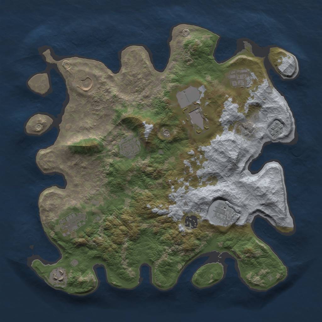 Rust Map: Barren, Size: 3600, Seed: 1032022, 12 Monuments