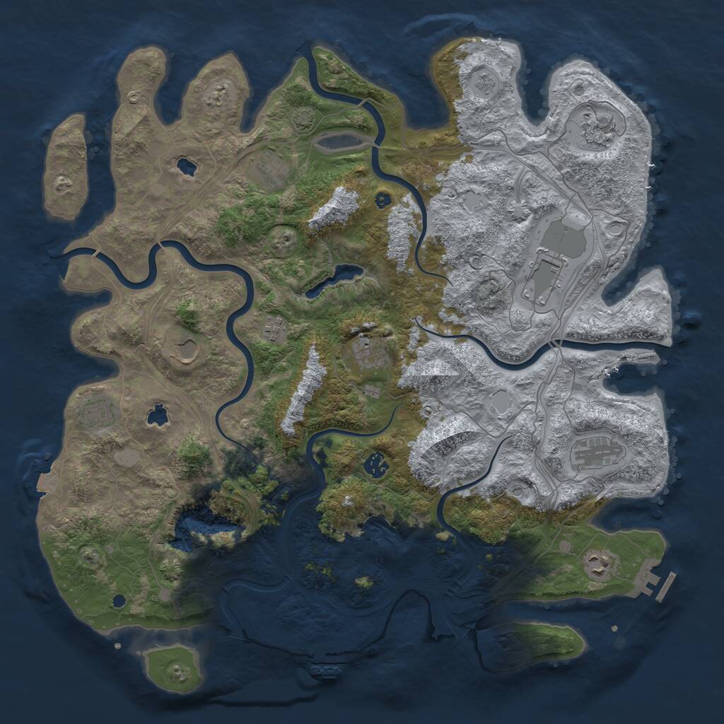 Rust Map: Procedural Map, Size: 4500, Seed: 1971685, 16 Monuments