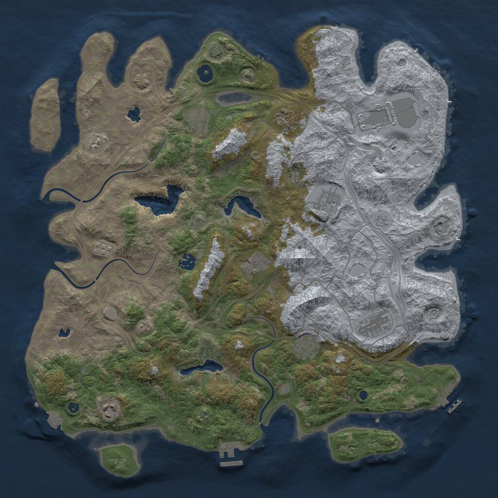 Rust Map: Procedural Map, Size: 4500, Seed: 1971685, 16 Monuments