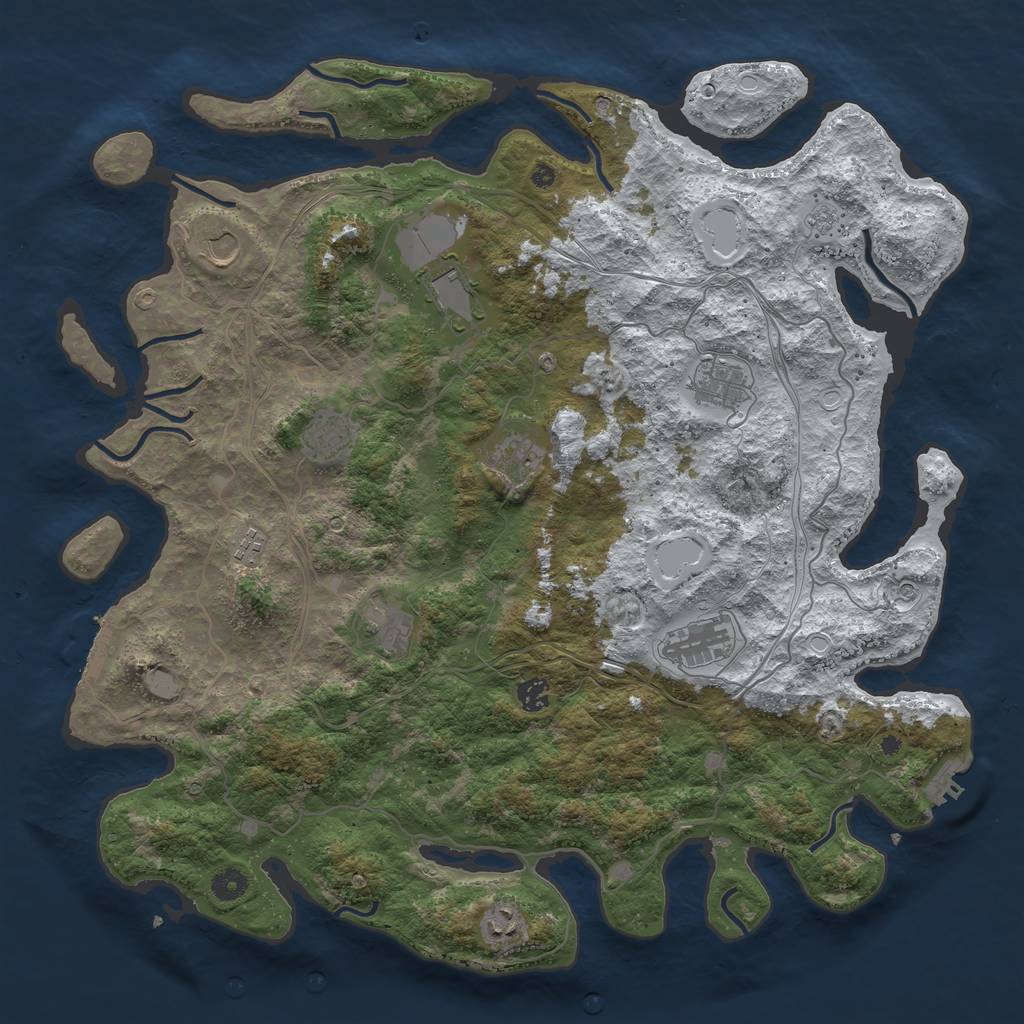 Rust Map: Procedural Map, Size: 4500, Seed: 5361233, 19 Monuments
