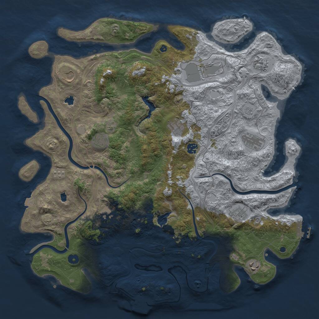 Rust Map: Procedural Map, Size: 4500, Seed: 5361233, 17 Monuments