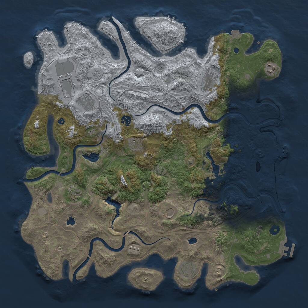 Rust Map: Procedural Map, Size: 4500, Seed: 3815434, 16 Monuments