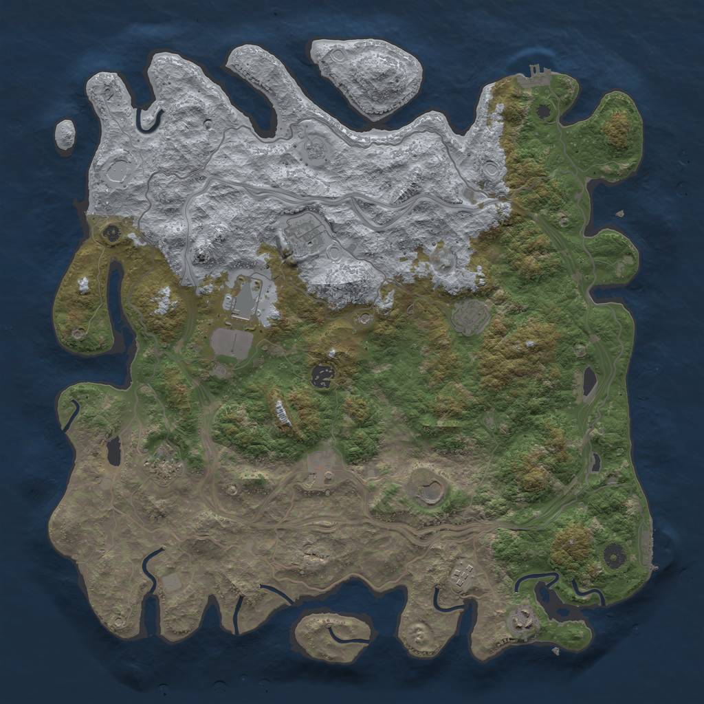 Rust Map: Procedural Map, Size: 4500, Seed: 3815434, 16 Monuments