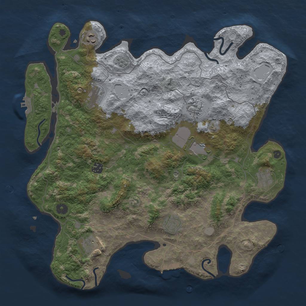 Rust Map: Procedural Map, Size: 4000, Seed: 1248018231, 18 Monuments