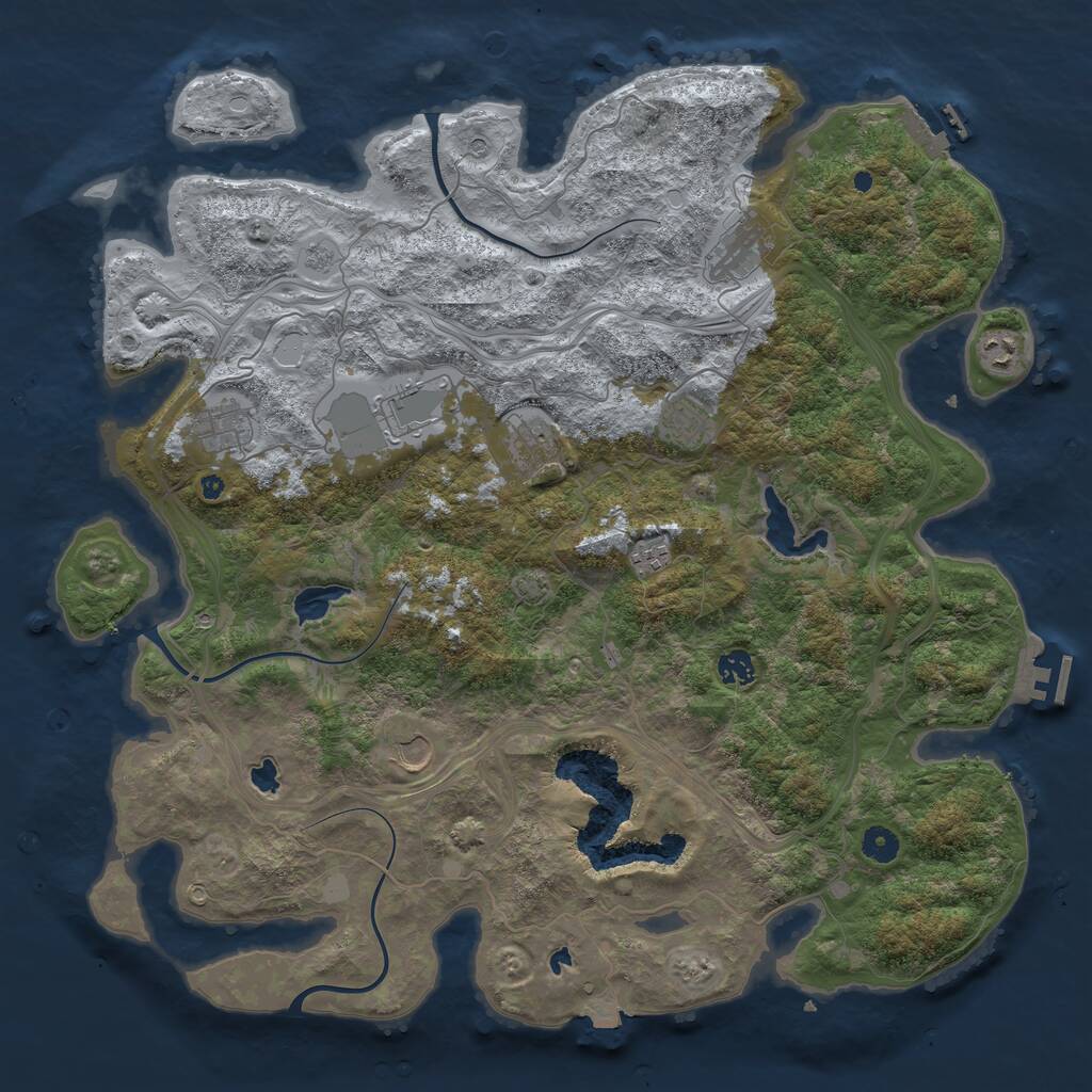 Rust Map: Procedural Map, Size: 4500, Seed: 4093333, 15 Monuments