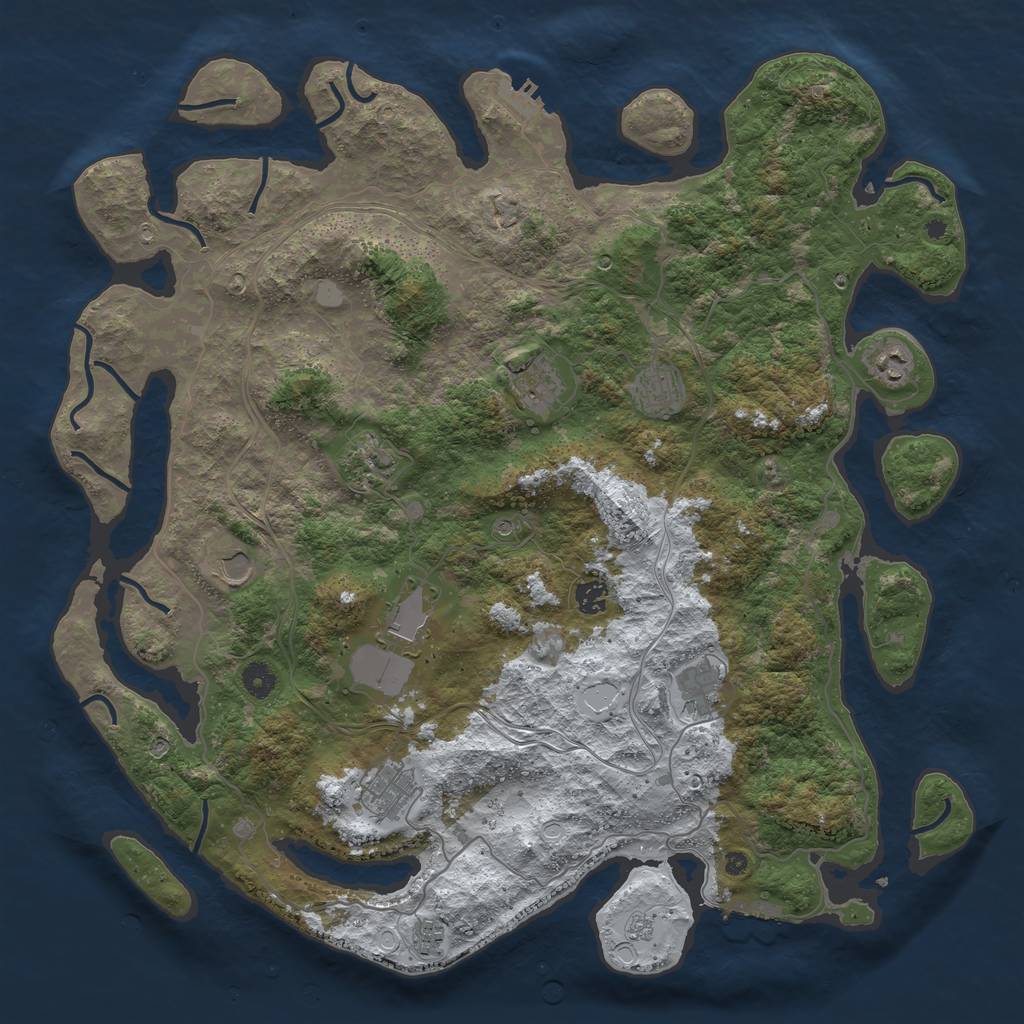 Rust Map: Procedural Map, Size: 4500, Seed: 487270, 19 Monuments