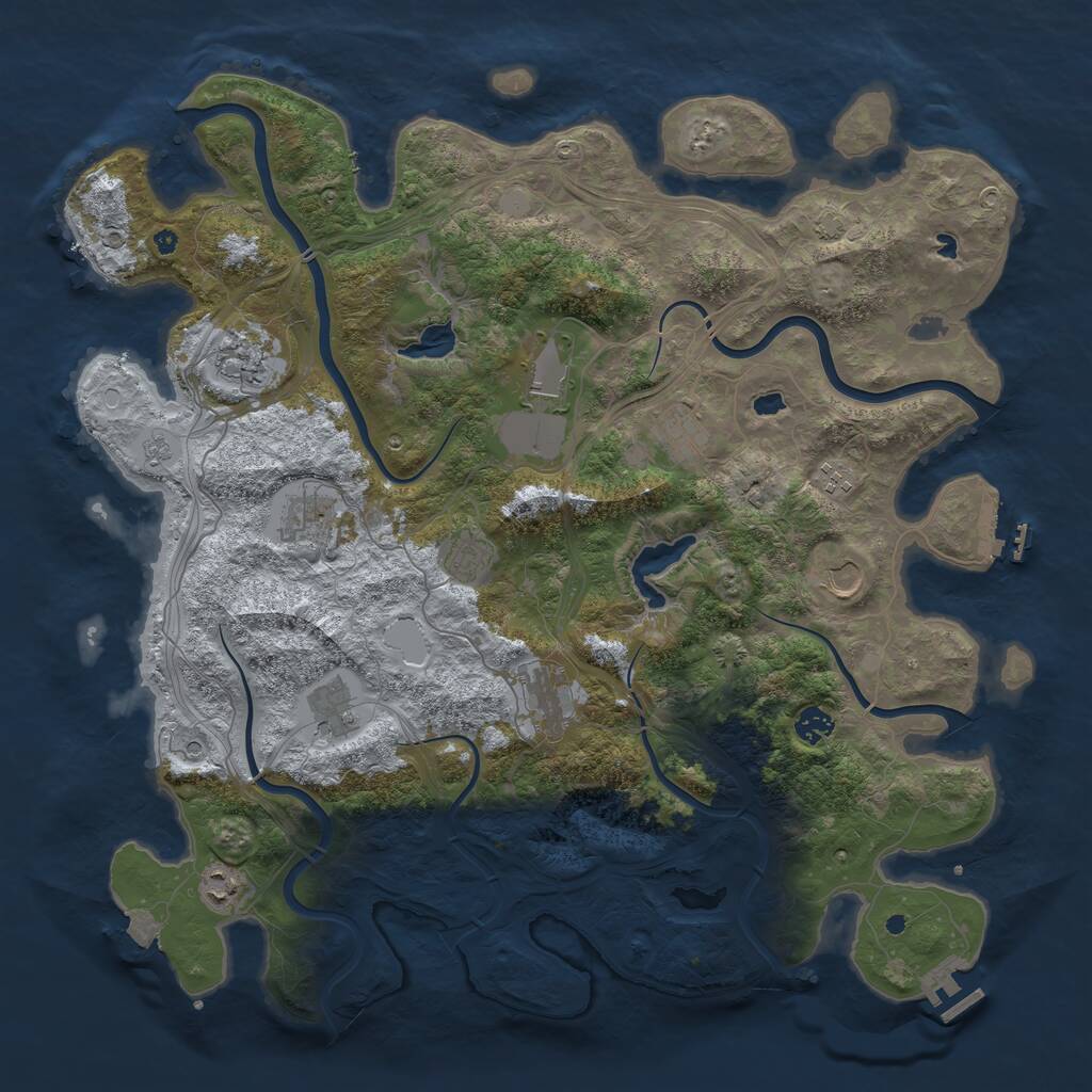Rust Map: Procedural Map, Size: 4500, Seed: 3528505, 17 Monuments