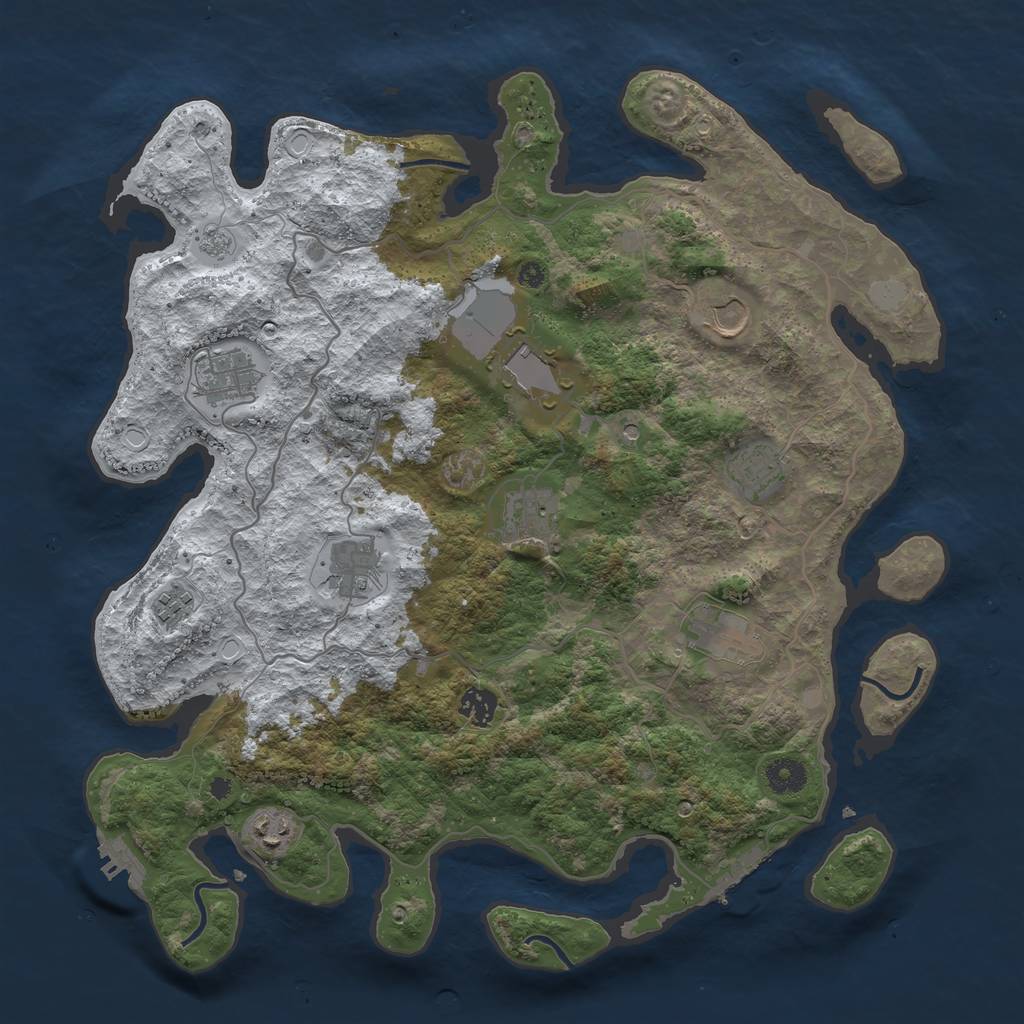 Rust Map: Procedural Map, Size: 4000, Seed: 986344886, 19 Monuments