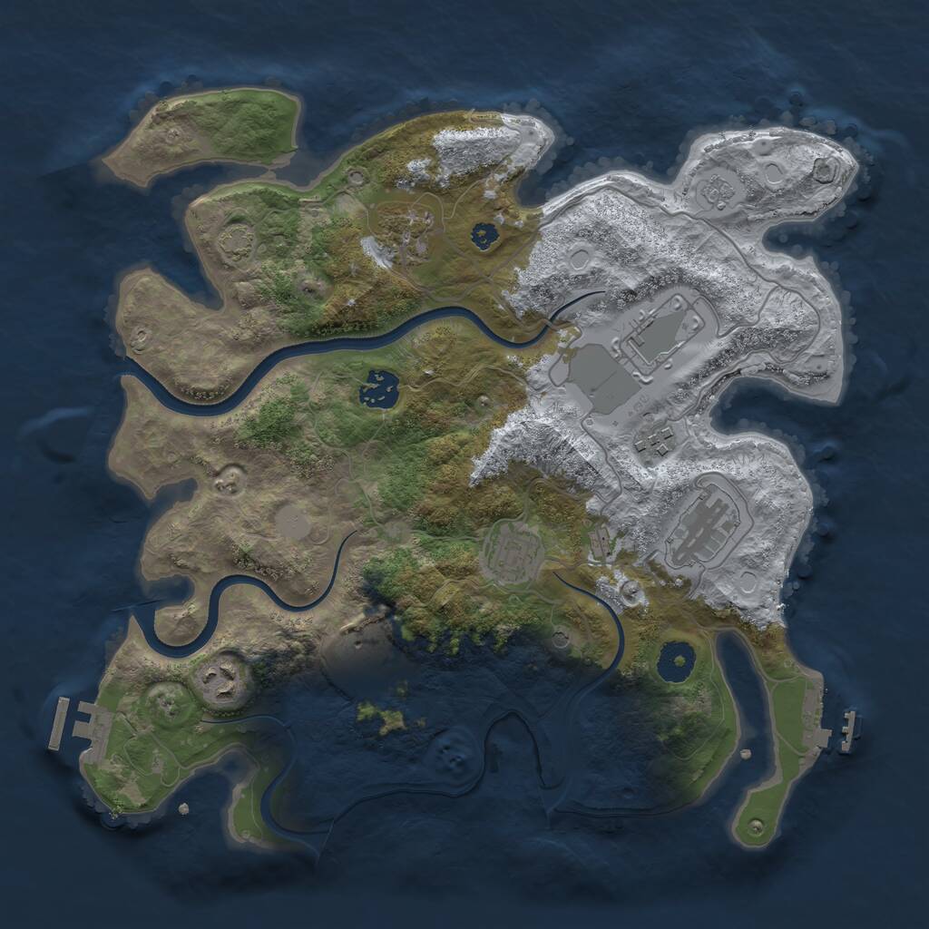 Rust Map: Procedural Map, Size: 3500, Seed: 1052675934, 14 Monuments
