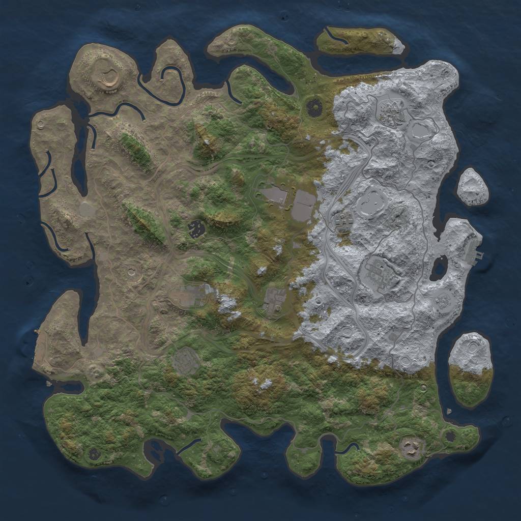 Rust Map: Procedural Map, Size: 4500, Seed: 4852154, 17 Monuments