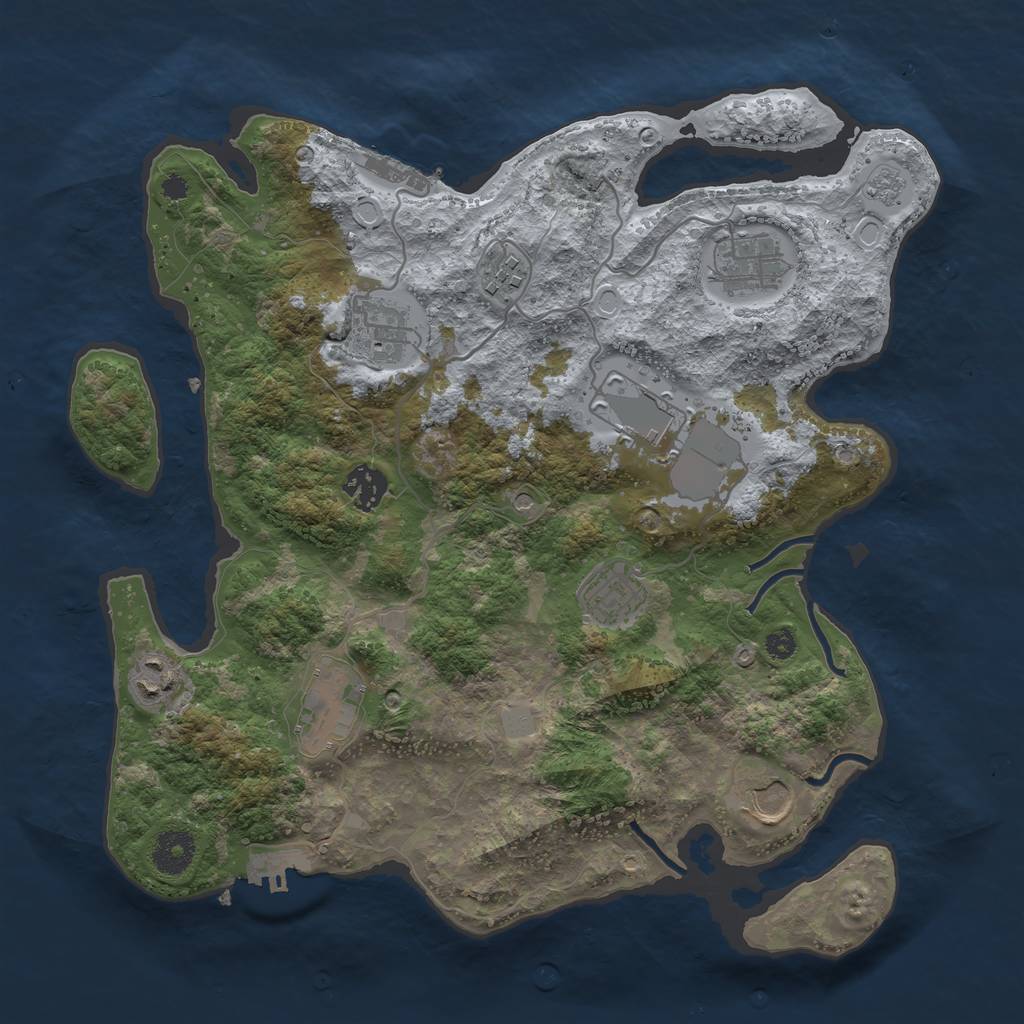 Rust Map: Procedural Map, Size: 3500, Seed: 584318, 18 Monuments